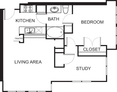 One Bedroom-4100 Floorplan Image